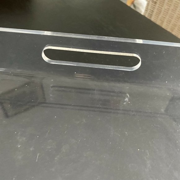 Vintage Acrylic Clear Serving Tray Square Handled Ottoman Style 12" - Picture 2 of 7